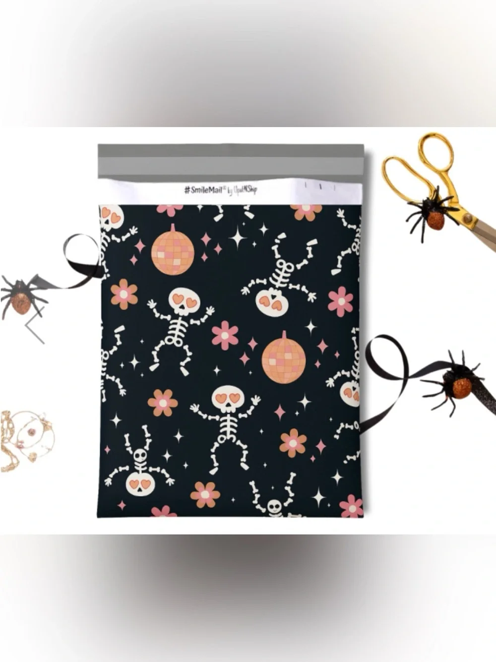 30 10โ x 13โ Disco Skelly Skeleton Poly Mailers - Picture 2 of 2